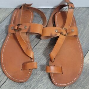 Ananias Handmade Greek Natural Leather Strappy Sandal Gladiator Roman Style Sz12